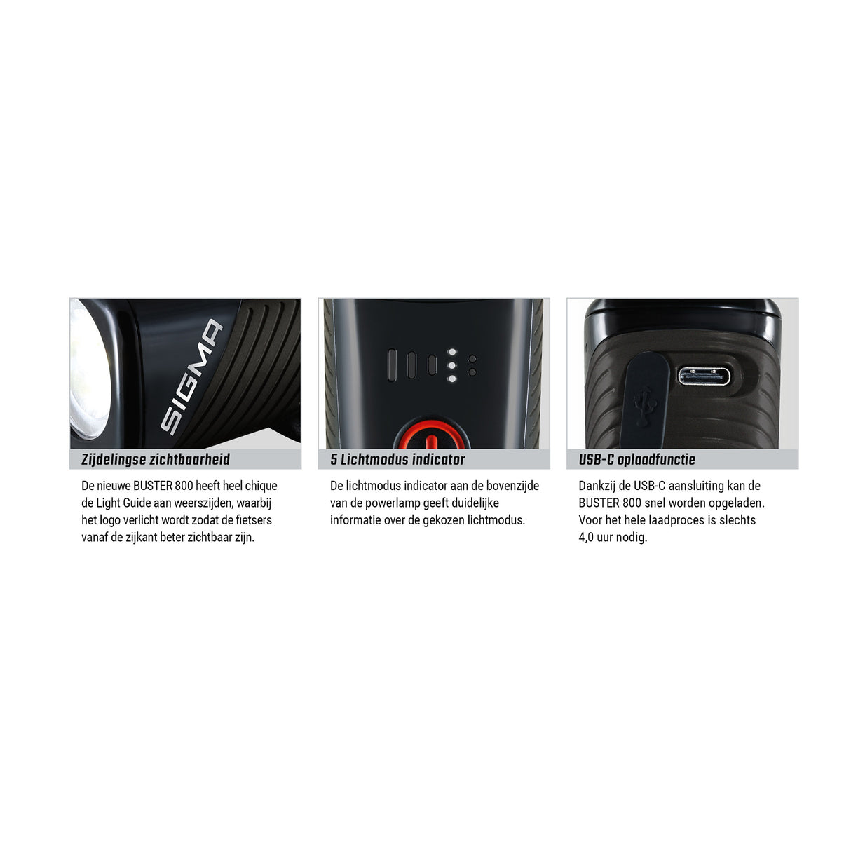 Sigma headlight Buster 800 LED Schrauwen Halter -Ili -ion Batterie USB