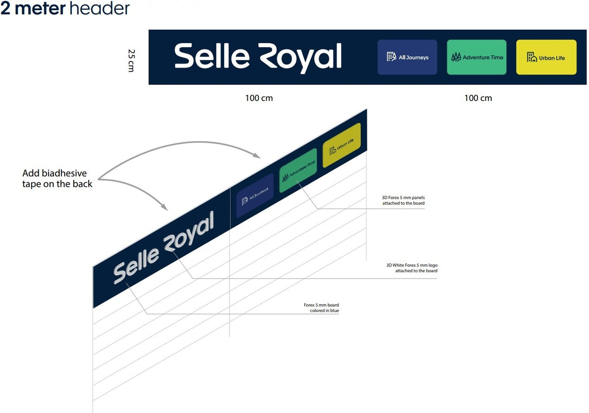 Selle Royal shelf board 2 meters with logo and product lines