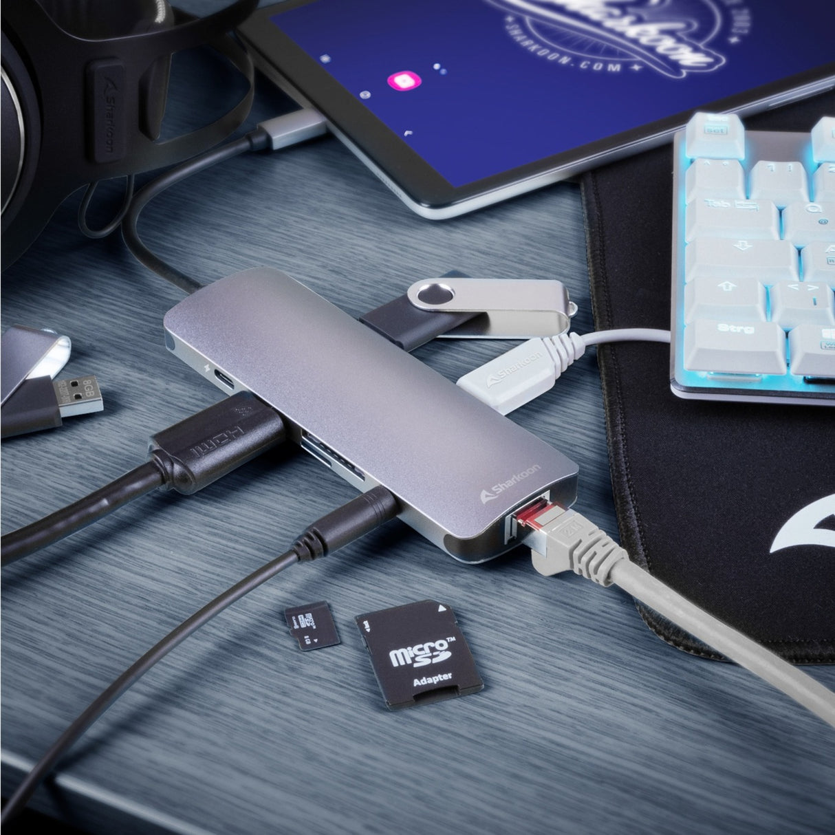 Sharkoon USB 3.0 Typ C Combo -Adapter