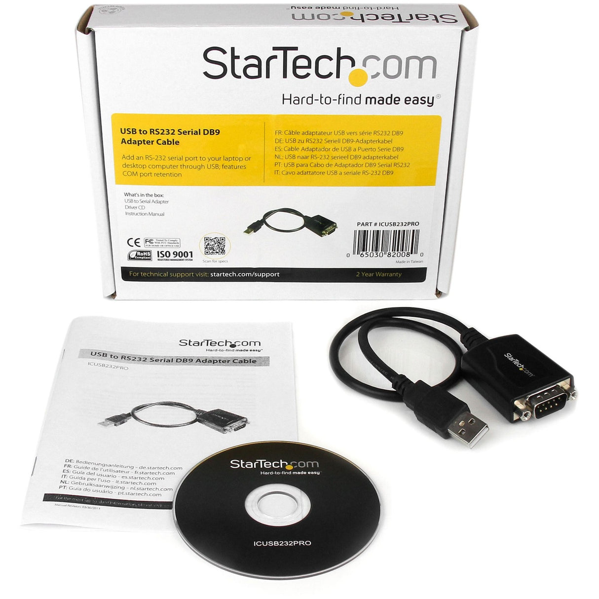 Startech USB naar RS232 Seriële DB9 Adapterkabel met COM-be
