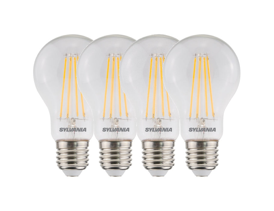 Sylvania ledlamp - e27 - 806 lm - bol - helder - filament - 4 stuks