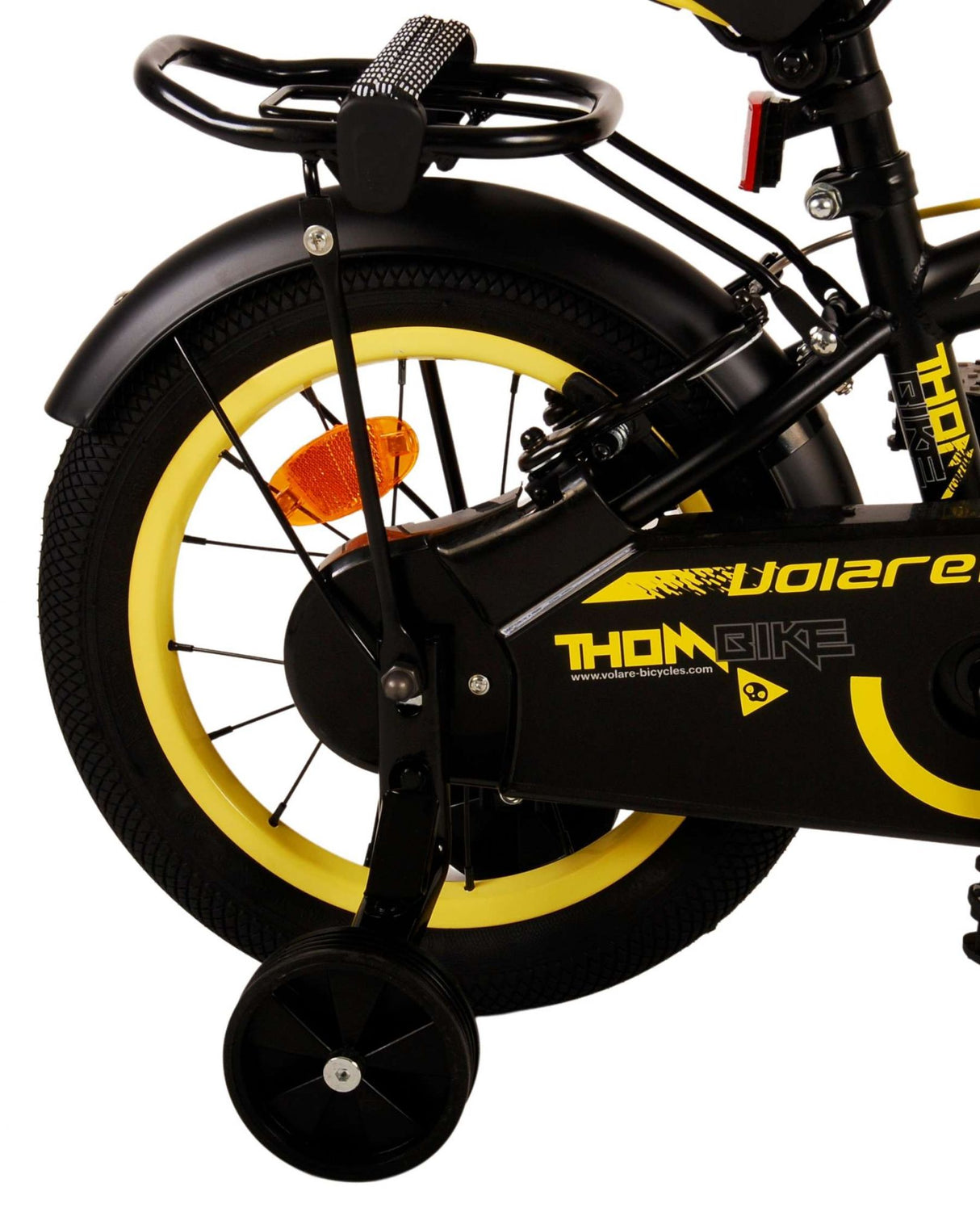 Volare Thombike Børns cykeldrenge 14 tommer sort gul to håndbremser