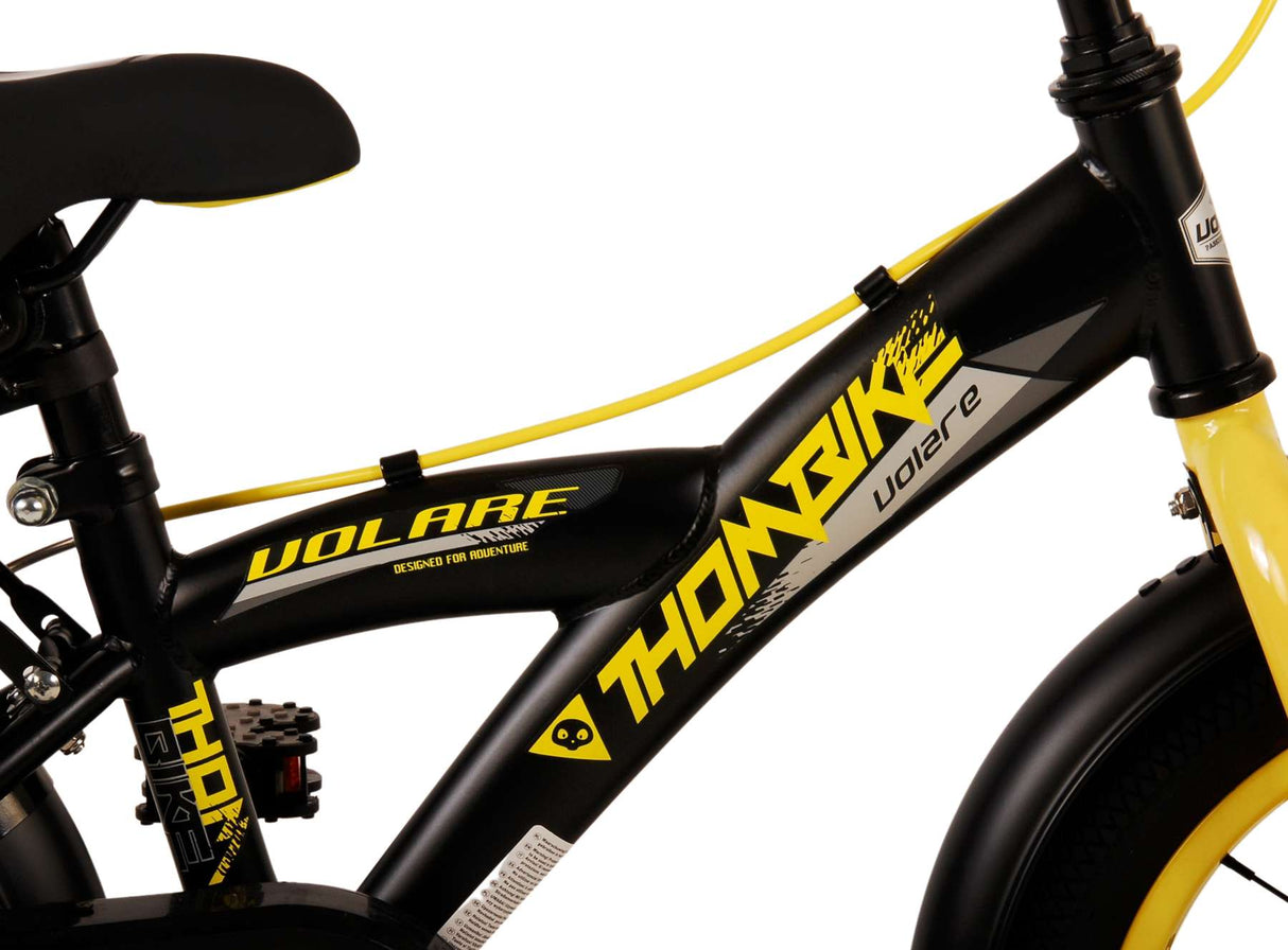 Volare Thombike Børns cykeldrenge 14 tommer sort gul to håndbremser