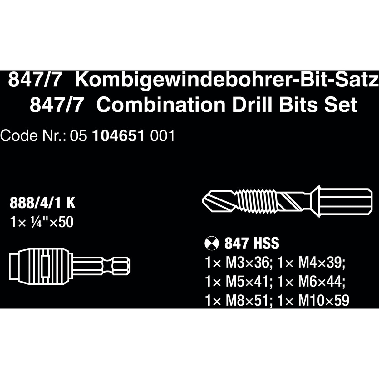 Wera 847 7 Combiboor-Bit Set, 7-Peak