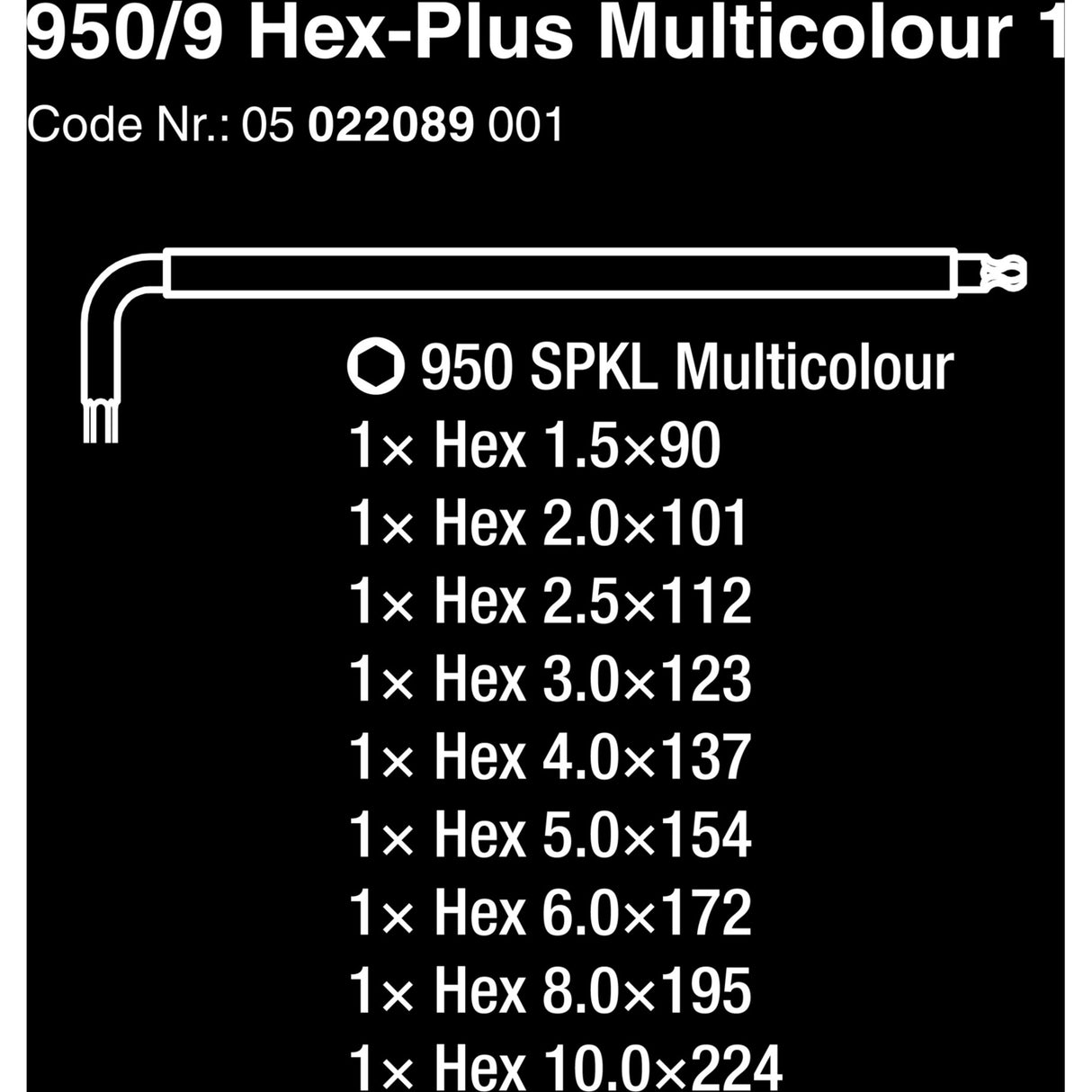 WAA 950 9 Hex-Plus Multicolour 1 Stift tipke, metr