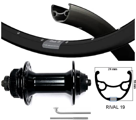 KGS přední kolo 28 palců (622) Rival 19 Spaken z nerezové oceli