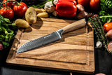 Arbaer Santoku Koksmes 18,5 cm Damask jekleni oljčni ročaj japonski