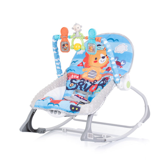 Chipolino Baby Spa houpací křeslo s hudbou a uklidňující vibrace modrá šedá