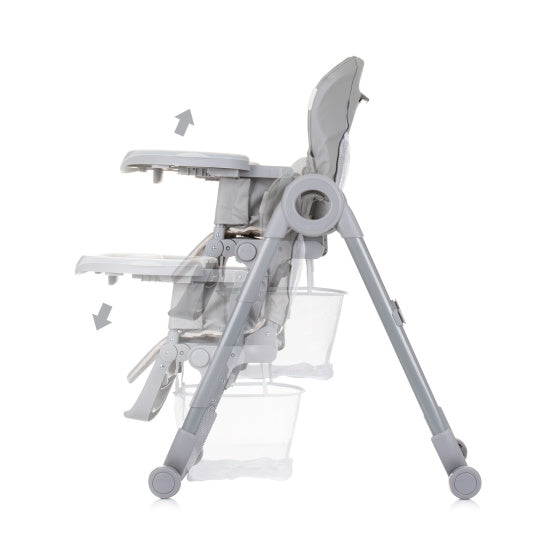 Chipolino Chef Kinderstoel met Eetblad Zitkussen Pure Grey
