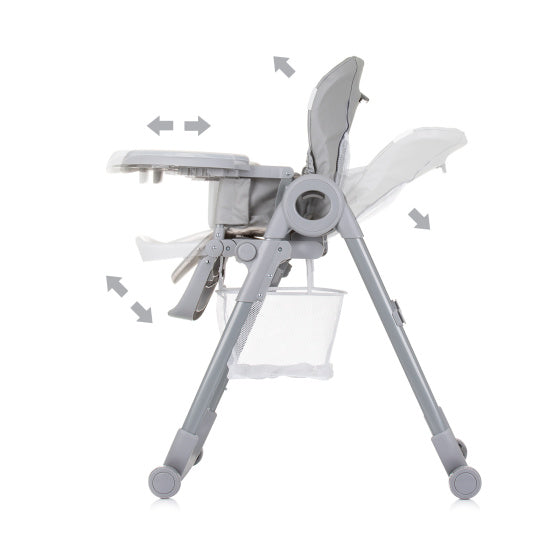 Chipolino Chef Kinderstoel met Eetblad Zitkussen Pure Grey