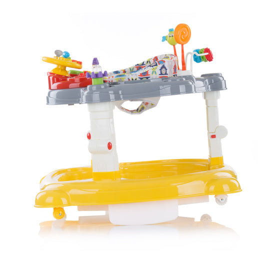 Chipolino Joya Lux 4-in-1 sprehajalni stol 360 ° vrteči se zložljivi rumeni