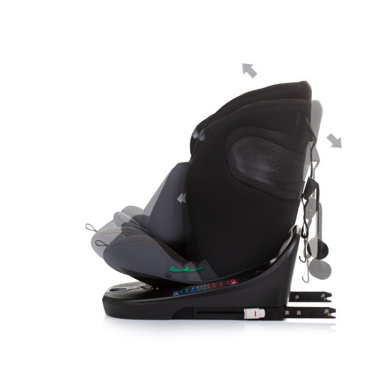 Chipolino autostoel i-size 40-150 cm isofix 360° obsidian zwart grijs