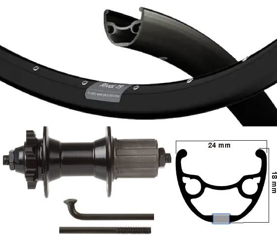 KGS Zadní kolo 28 palců (622) RIM Spaak Black Casesette 8-10 Disc