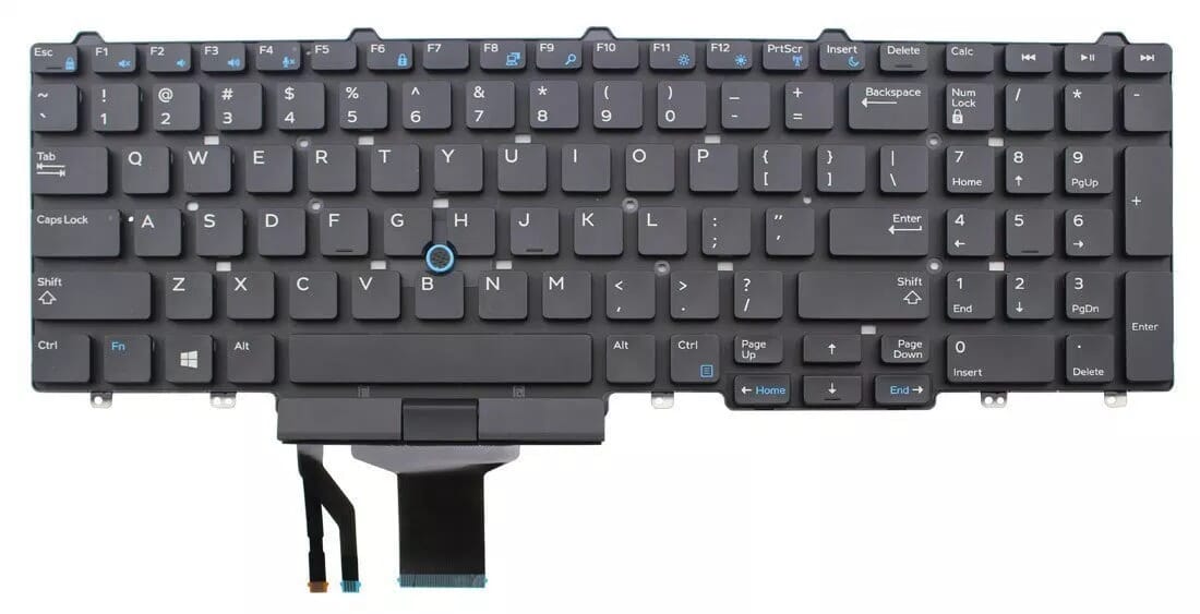 Dell Laptop Keyboard Qwerty US + Stickpoint, Hannergrond