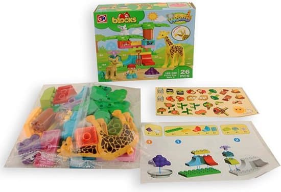 Jonotoys blokuje stavební bloky se 3 zvířaty a pečovatelem zoo