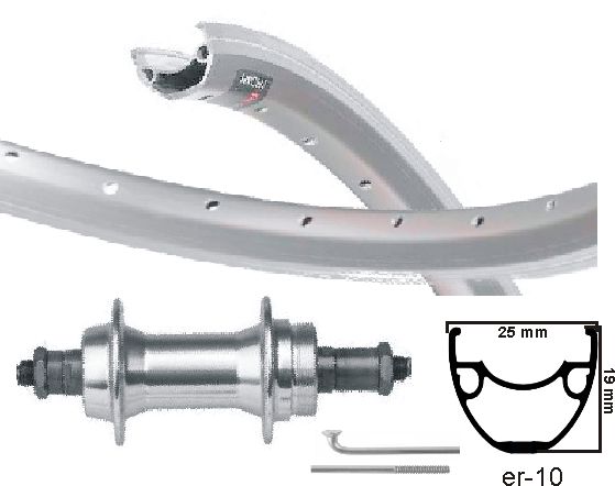 KGS Roue arrière de 28 pouces (622) Pauses en roue libre en argent de bord