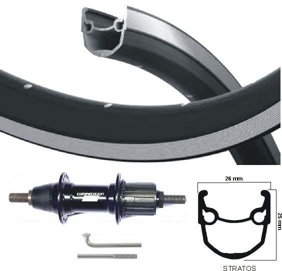 Ruota posteriore kgs da 28 pollici (622) Asse fisso con cass argento nero 7sp.