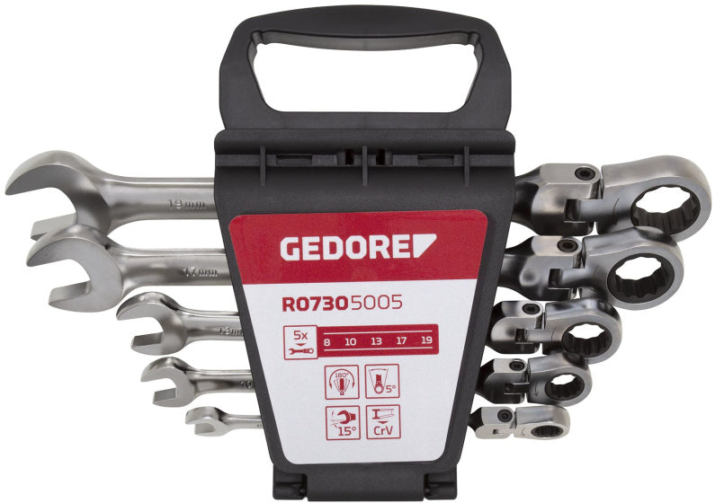 Gedore Red Ringratel-Steek Keys Set s kolenním kloubem SW 8-19 mm 5-dílem