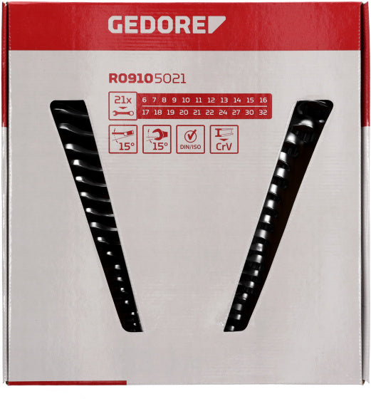 Gedore Red Ring Stitch Keys SW 6-32 mm Silber 21-Stück