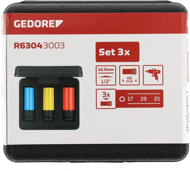 Gedore Red Slagmoerdop Topset set s ochranným rukávem 1 2 palce