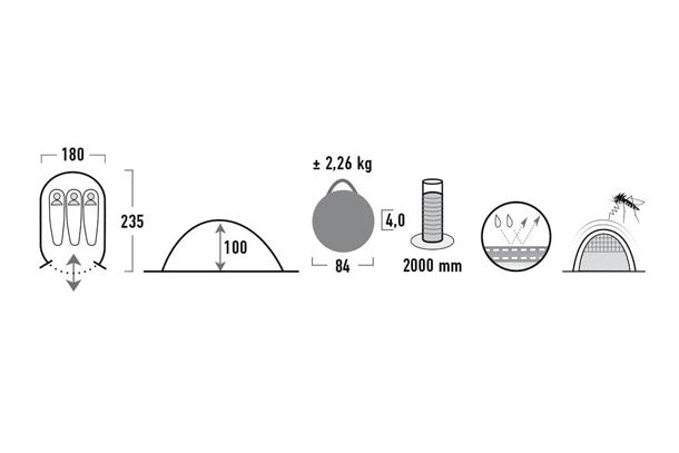 High Peak Pop-Up Stan Vision 3-Person 235 x 180 x 100 cm černá