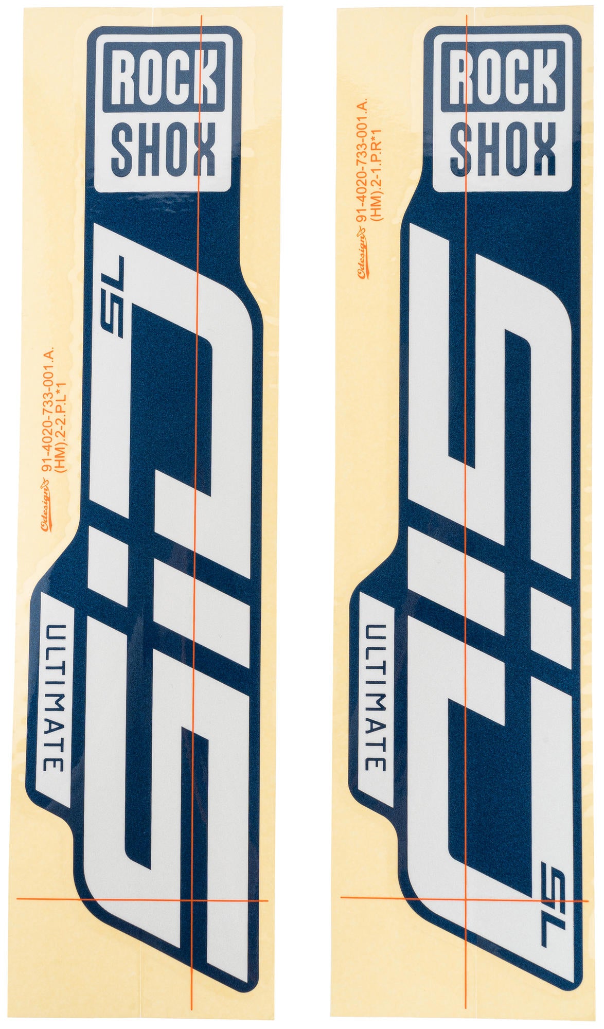 Rockshox decal set rs glossy white for blue sliders