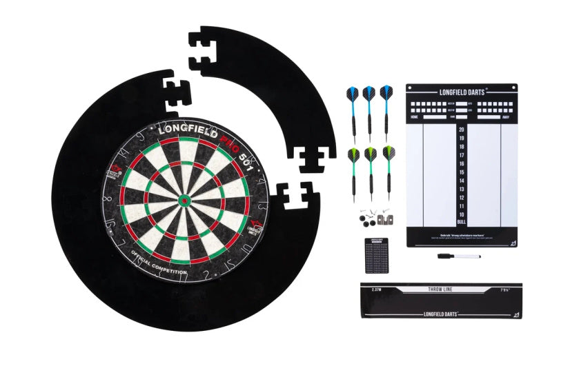 Longfield Darts Tournament Dartboard med tilbehør Sort 8-delt