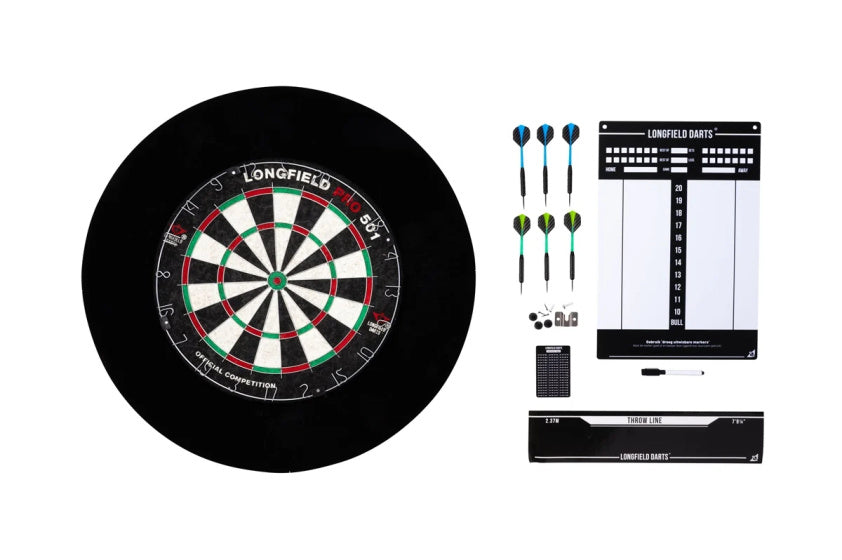 Longfield Darts Tournament Dartboard med tilbehør Sort 8-delt