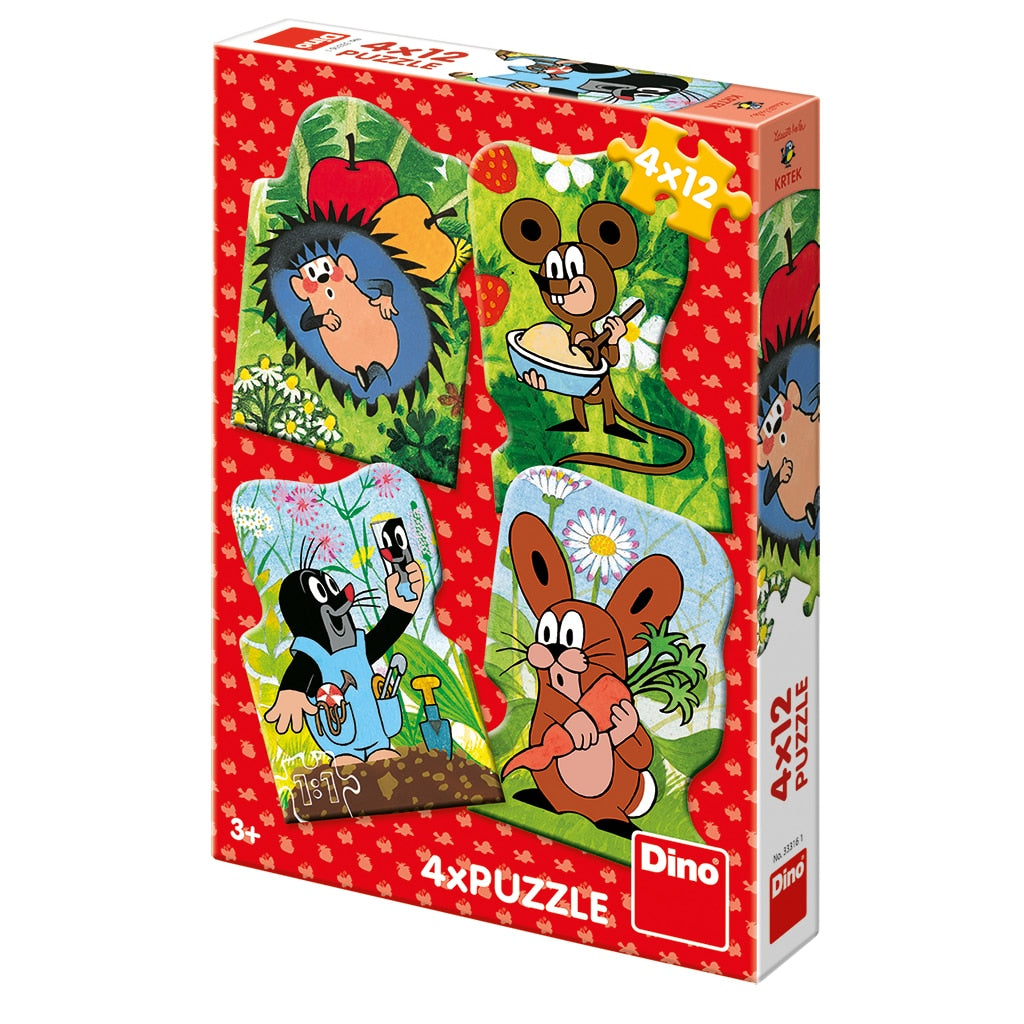 Dinotoys Dino Puzzle - Molletje in njegovi prijatelji - 4 x 12 kosov