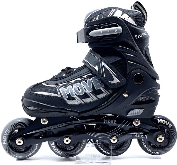 Move Inline Skates Fast Semi-Softboat Einstellbare Schwarzgröße 38-41