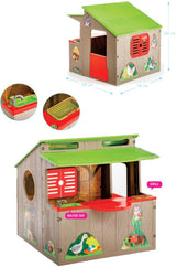 Paradiso Toys Kiosk Speelhuis 139 x 118 cm rjavo zeleno rdeča