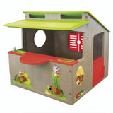Paradiso Toys Kiosk Speelhuis 139 x 118 cm rjavo zeleno rdeča