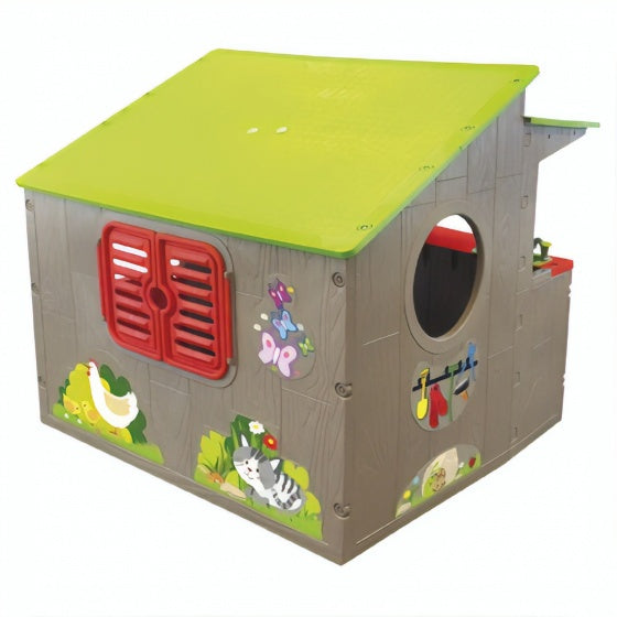 Paradiso Toys Kiosk Speelhuis 139 x 118 cm rjavo zeleno rdeča
