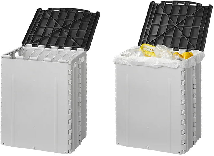 Proplus Afvalbak opvouwbaar 35 liter 25 x 31 x 38 cm grijs zwart