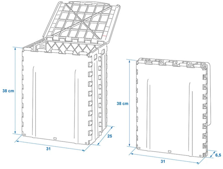 Proplus Afvalbak opvouwbaar 35 liter 25 x 31 x 38 cm grijs zwart