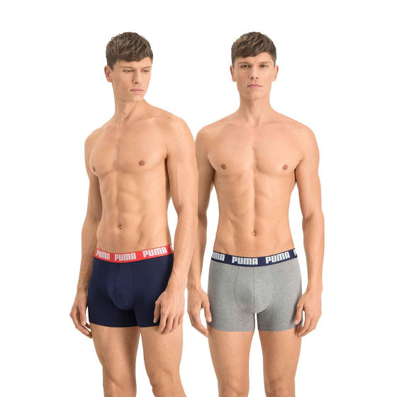 Puma Basic Boxershort Heren (Pack of 2) Grijs Blauw maat L