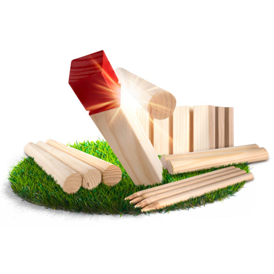 Grasshopper 4-i-1 træhave spil Kubb Domino Jenga