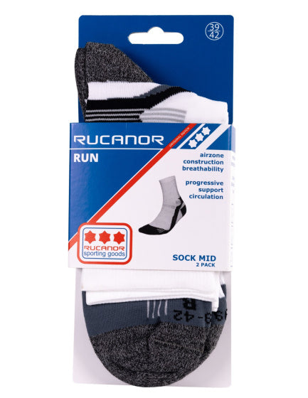 Rucanor running socks long 2-pack white gray size 39-42