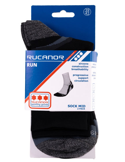 Rucanor running socks long 2-pack black size 39-42