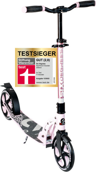Seks grader 2-hjulet trinn sammenleggbar fotbrems Pastell rosa svart