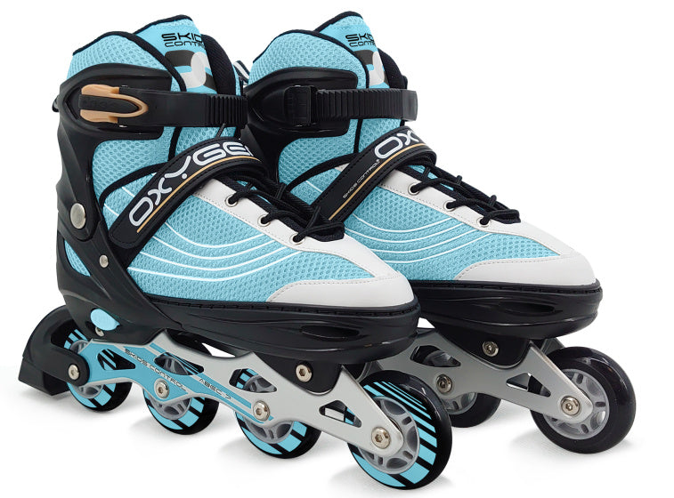 Skidi nadzorujejo kisik inline drsalke Sel-Shoftboot nastavljivo modre velikosti 38-41