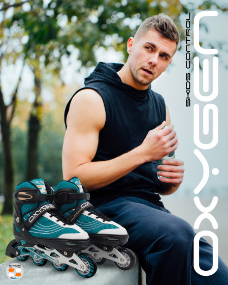 Skidi Control-Oxygen Inline Skates pol-mehke čolne nastavljive velikosti bencina 42-45