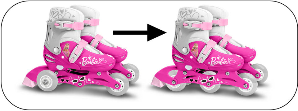 Mattel 2-en-1 Skates Hardboot Tamaño blanco rosa ajustable 27-30