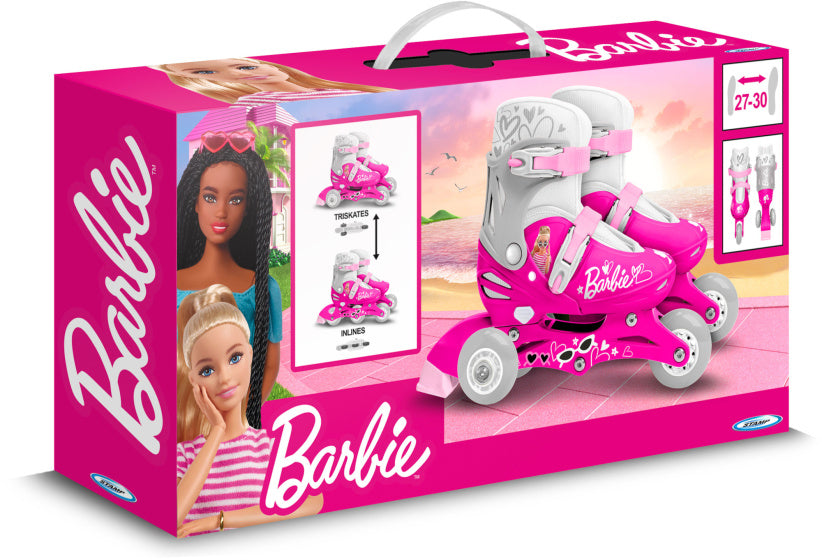 Mattel 2-en-1 Skates Hardboot Tamaño blanco rosa ajustable 27-30