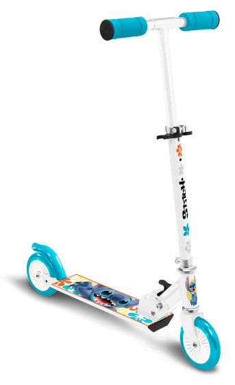Disney 2-Rad Kinstestp flappbare Foussbrems wäiss Petroblauw