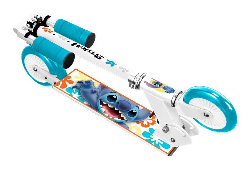 Disney 2-Rad Kinstestp flappbare Foussbrems wäiss Petroblauw