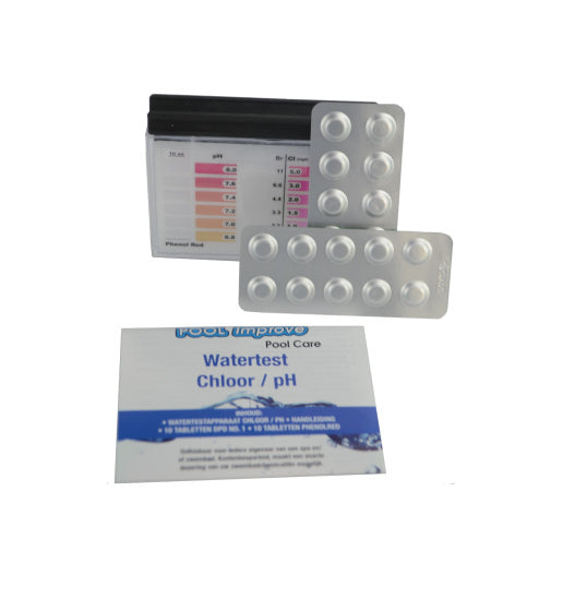 Prueba de diversión de verano establecida para comenzar el valor de medición de cloro y pH Valor