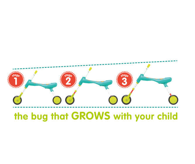 Les insectes scuttlebug xl se détend avec 3 roues junior turquoise vert