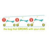 Les insectes scuttlebug xl se détend avec 3 roues junior turquoise vert