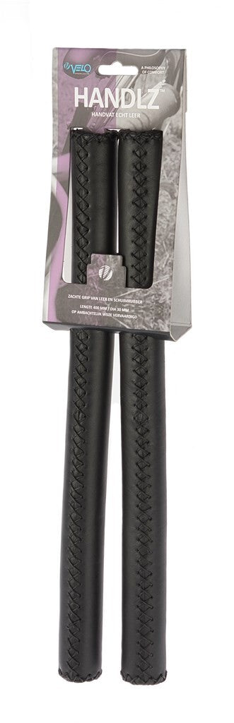Poignées de direction en cuir 40 cm Ø22.2 mm noir par ensemble